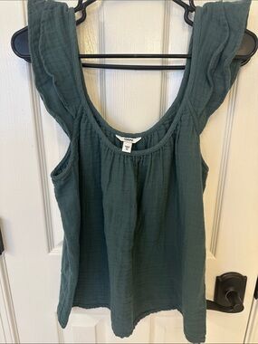 Sonoma Dark Teal Ruffle Strap Tank Top